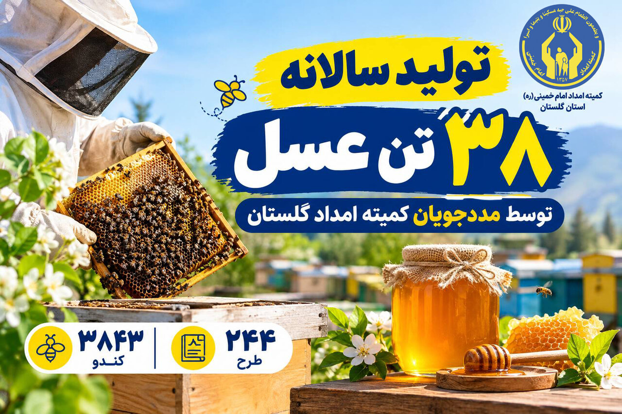 فعالیت ۲۴۴ طرح پرورش زنبور عسل با تولید سالانه ۳۸ تن عسل توسط مددجویان گلستان